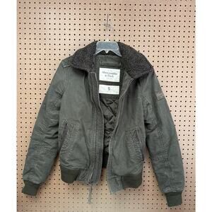 Abercrombie & Fitch Vintage Bomber Coat Jacket with Fur Collar Men's Size Small